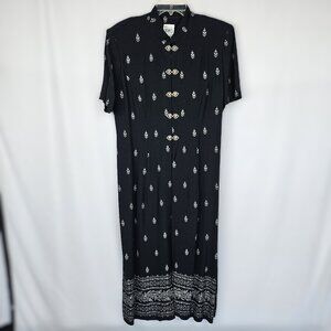 R&M Richards | Black & White Floor Length Tunic Dress | Size 14
